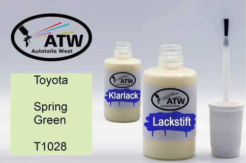 Toyota, Spring Green, T1028: 20ml Lackstift + 20ml Klarlack - Set, von ATW Autoteile West.